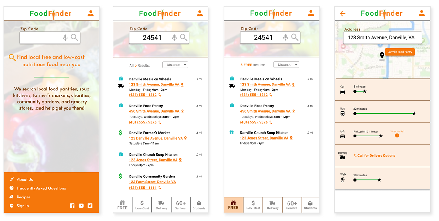 FoodFinder Mockups