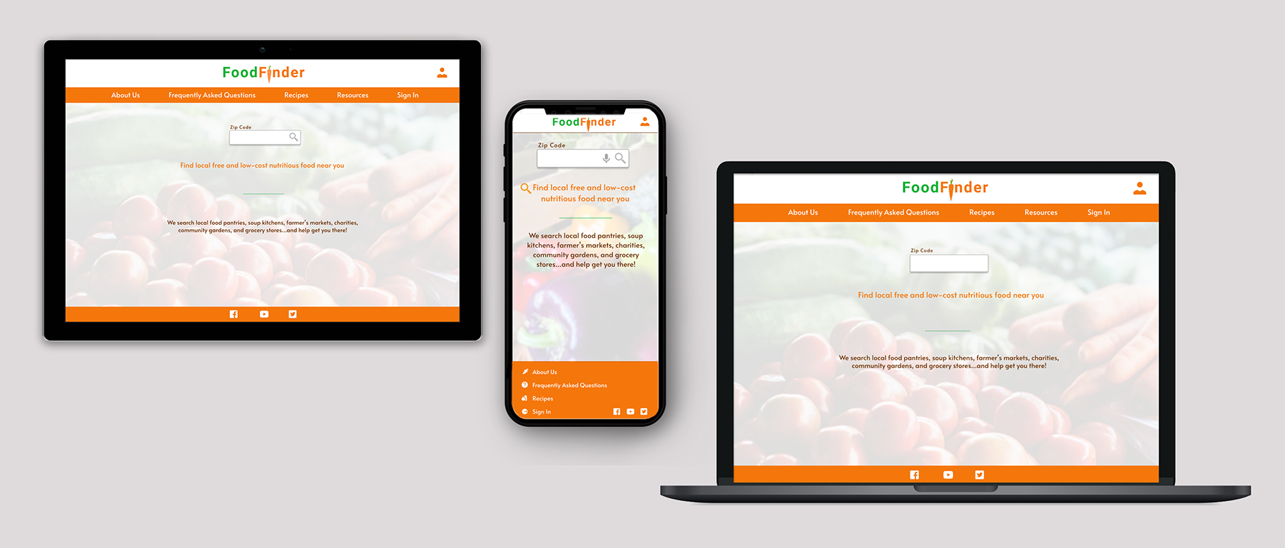 FoodFinder Responsive Design and App UI/UX Case Study